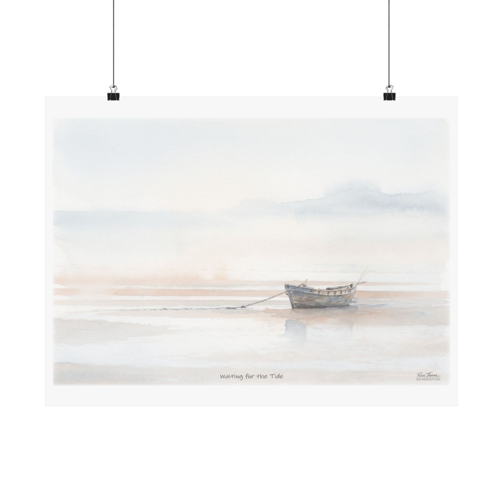 Waiting for the Tide – Coastal Watercolor Fishing Boat Art Print - Image 13