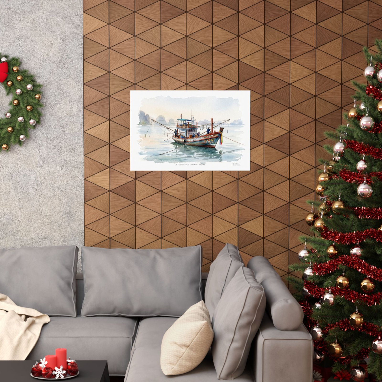 Classic Thai Coastal Trawler Watercolor – Traditional Thailand Fishing Boat Art Print - Image 20
