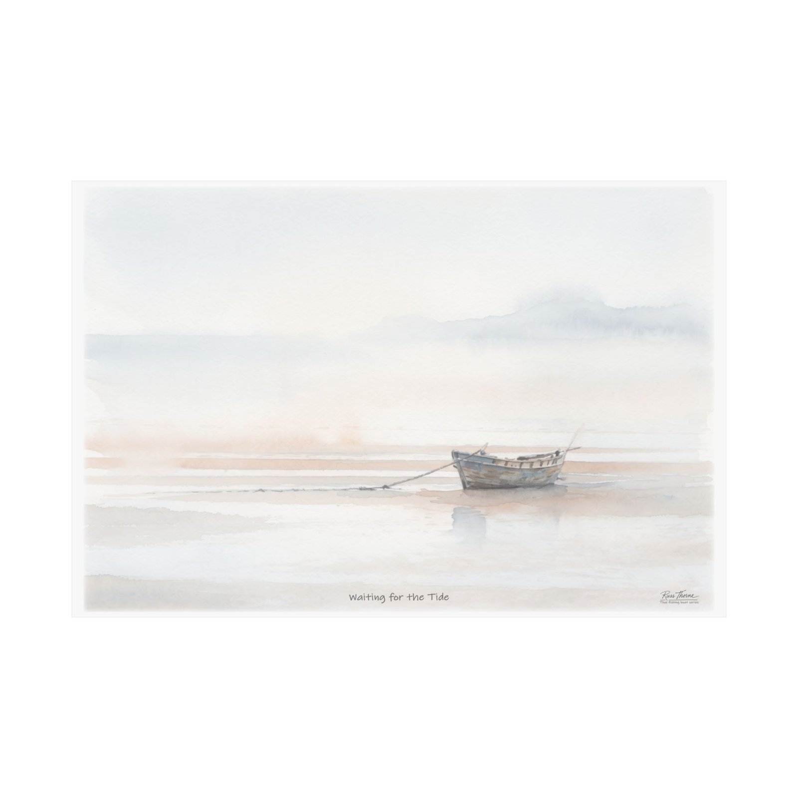 Waiting for the Tide – Coastal Watercolor Fishing Boat Art Print - Image 6