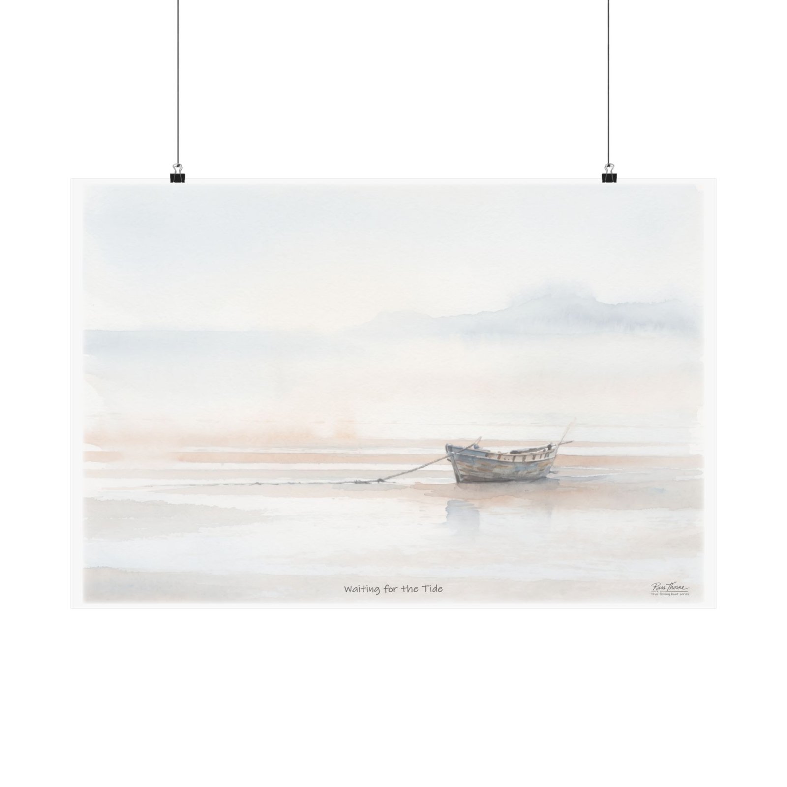 Waiting for the Tide – Coastal Watercolor Fishing Boat Art Print - Image 17