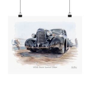 Black Chrome Elegance – 1938 Buick Special Watercolor Print