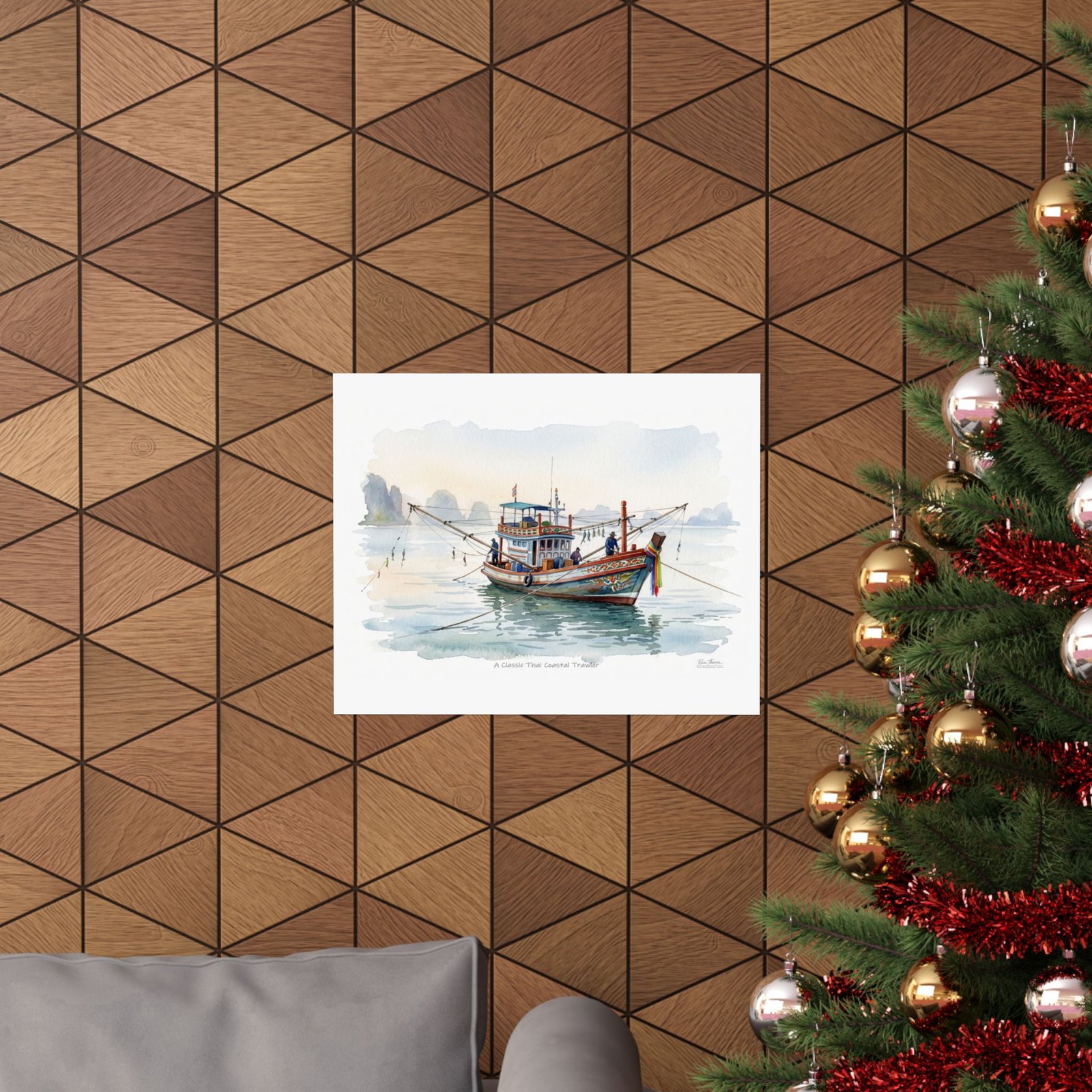 Classic Thai Coastal Trawler Watercolor – Traditional Thailand Fishing Boat Art Print - Image 12